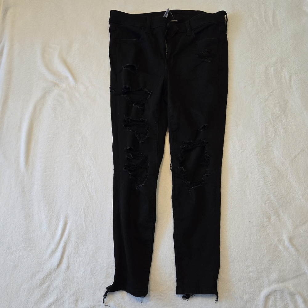NWT American Eagle Distressed Black Women's Jeggings Size 12 Short